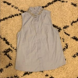 J. Crew Embellished Mockneck Pique Tank